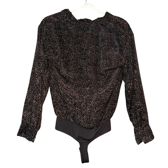ASTR THE LABEL Zena Black Velvet Dot Bodysuit Size Extra Small - Picture 14 of 16